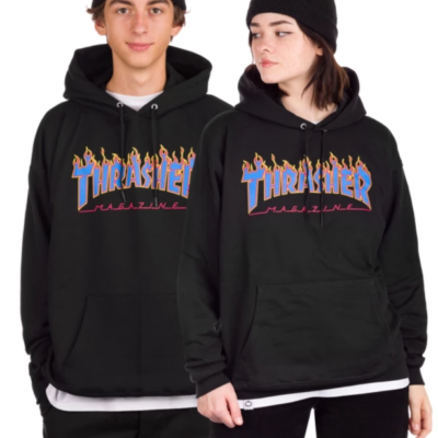 Sudadera THRASHER Hombre con capucha Ref.14497 Double flame logo Hoodie Black negra