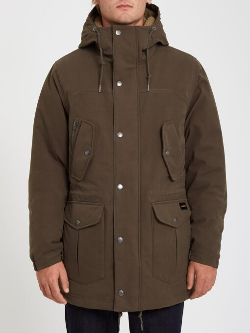 Chaqueta invierno Hombre VOLCOM con capucha PARKA STARGET 5K - LEAD Ref. A1732012_LED marrón