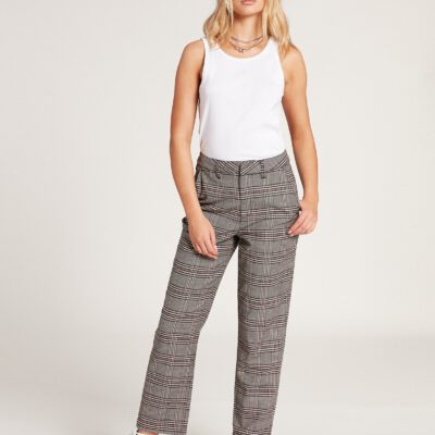 PANTALÓN CHINO VOLCOM Mujer Corte ceñido de talle alto FROCHICKIE HIGHRISE - AUBURN Ref. B1131809 cuadros marrones