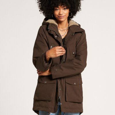 Chaqueta invierno VOLCOM Mujer Urbana con capucha cálida WALK ON BY 5K PARKA JACKET - DARK BROWN Ref. B1732110 Marrón