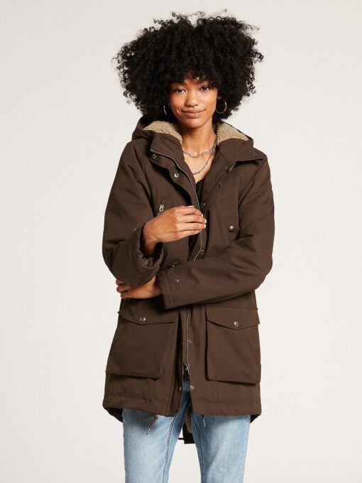 Chaqueta invierno VOLCOM Mujer Urbana con capucha cálida WALK ON BY 5K PARKA JACKET - DARK BROWN Ref. B1732110 Marrón