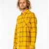 Camisa RIP CURL de Manga Larga con capucha franela Hombre Checked Out Mustard Ref. CSHGU9 cuadros mostaza
