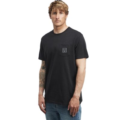 Camiseta BILLABONG básica para hombre manga corta Stacked Black Ref. U1SS98BIF0 negra lisa bolsillo pecho