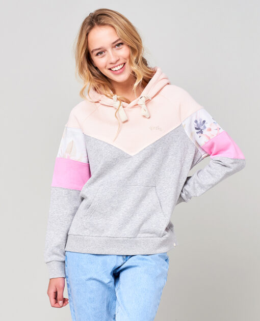 Sudadera RIP CURL Mujer con capucha para mujer Zenika Colorblock Ref. Cement Marle gris/rosa palo