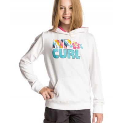 Sudadera Rip Curl niña con capucha Mama Candy Fleece Ref. JFEAJ4 blanca flores pecho