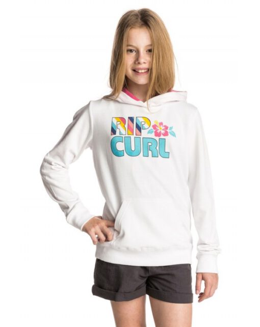 Sudadera Rip Curl niña con capucha Mama Candy Fleece Ref. JFEAJ4 blanca flores pecho