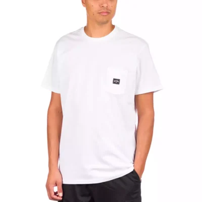 Camiseta BILLABONG básica para hombre manga corta Stacked DEEP WHITE (0010) Ref. U1SS98BIF0 blanca lisa bolsillo pecho