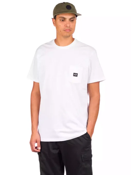 Camiseta BILLABONG básica para hombre manga corta Stacked DEEP WHITE (0010) Ref. U1SS98BIF0 blanca lisa bolsillo pecho