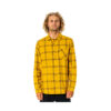Camisa RIP CURL de Manga Larga con capucha franela Hombre Checked Out Mustard Ref. CSHGU9 cuadros mostaza