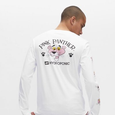 Camiseta Hombre HYDROPONIC manga larga PINK SLEEVE WHITE Ref. 21513-01 blanca pantera rosa