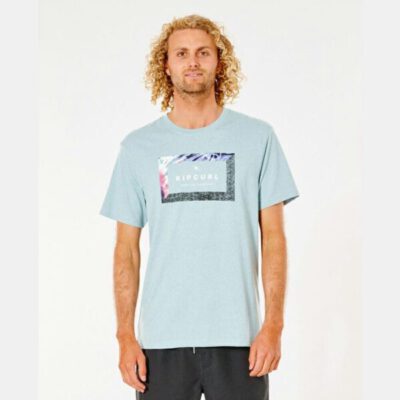 Camiseta RIP CURL hombre manga corta surfera Tropic World Ocean Marle Ref. CTEUL9 azul agua logo pecho
