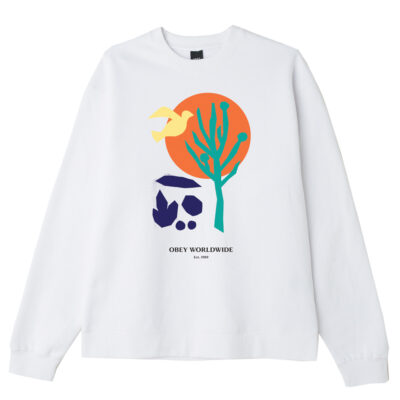 Sudadera OBEY cuello redondo mujer CACTUS BOX FIT CREW white Ref. 217531767 blanca