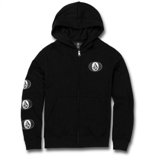 Sudadera VOLCOM niño con capucha Volcom STONE STACK ZIP BLACK Ref. C4832030 Negra logos blancos