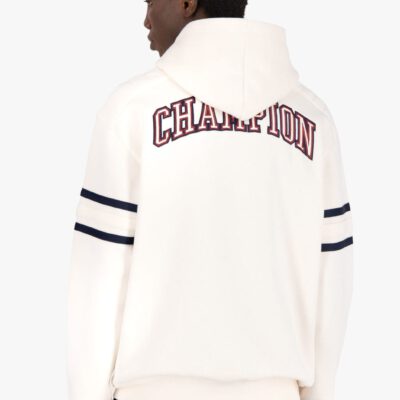 Sudadera CHAMPION Hombre con capucha VARSITY SCRIPT LOGO ORGANIC COTTON HOODIE Ref. 216577 blanca