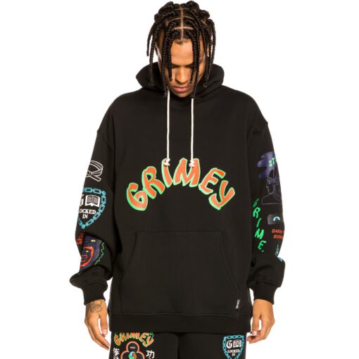 Sudadera GRIMEY con capucha Unisex Grimey "Destroy All Fear" Hoodie - Black | Fall 21 Ref. GCH504-BLK negra dibujos multicolor