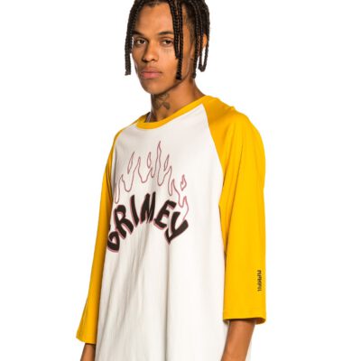 Camiseta GRIMEY manga larga 3/4 unisex Raglan "Destroy All Fear" - Yellow | Fall 21 Ref. GRT112-YLW amarilla