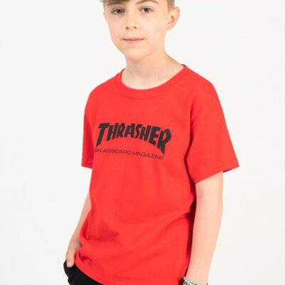 Camiseta THRASHER NIÑO manga corta Youth Skate Mag Kids Ref. 134106 roja logo negro