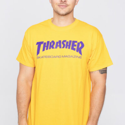 Camiseta THRASHER Hombre manga corta SKATEMAG Gold/Purple Ref. 144967 amarilla, logo morado