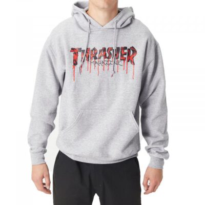 Sudadera THRASHER Hombre con capucha Blood Drip Long Sleeve Pullover Hoodie Ash Gray Ref. 144951 gris