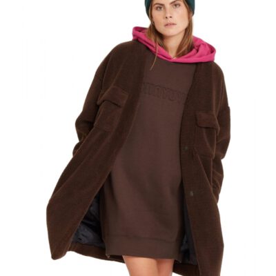 Abrigo VOLCOM de piel sintética con forma ovoide para mujer EESYPEESY - DARK BROWN Ref. B1732107_DBR Marrón