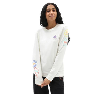 Camiseta VANS manga larga para mujer CULTIVATE CARE Marshmallow Ref. VN0A5LK1FS8 blanca flores