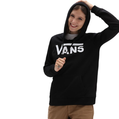 Sudadera VANS para Mujer con capucha CLASSIC V hood black Ref. VN0A53OVBLK negra logo pecho blanco