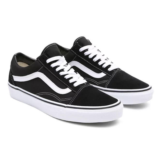 Zapatillas vans negras sales con raya blanca