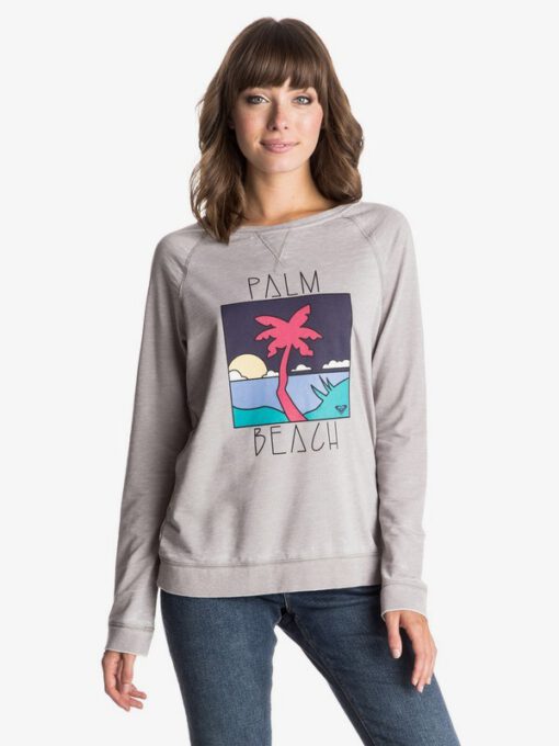 Sudadera ROXY manga larga para Mujer Ray Of Light Palm Beach (sgrh) Ref. ERJFT03271 gris playa