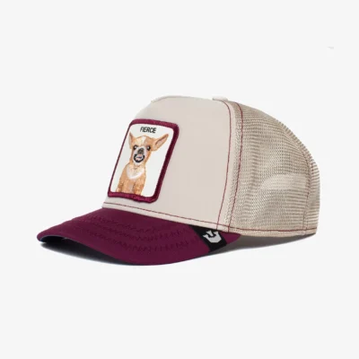 Gorra animales GOORIN BROS rejilla y ajustable YO QUIERO FIERCE color STONE perro beige violeta