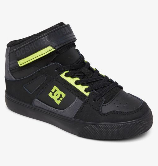 Zapatillas altas cuero DC SHOES para niño PURE HIGH-TOP EV BLACK/YELLOW (XKKY) Ref. ADBS300324 negra/amarilla