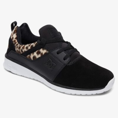 Zapatillas textiles DC Shoes muy cómodas para mujer HEATHROW SE ANIMAL (ANL) Ref. ADJS700022 negra con detalles leopardo