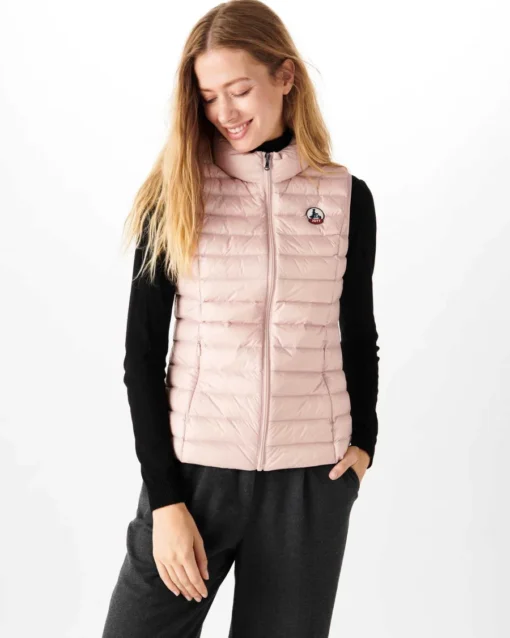 Chaleco sin mangas Jott de plumas pato Mujer SEDA BASIC PF22WDOW04-401Rose clair Justoverthetop Color Rosa palo