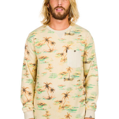 Sudadera RIP CURL Hombre Cuello redondo bolsillo pecho Surf Craft Scene crew Moonbeam Ref. CFEDG4 beig tropical