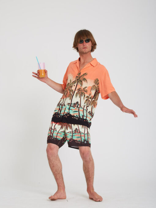 Camisa VOLCOM Manga Corta para Hombre divertida PARODICE - LIVING CORAL Ref. A0412200_LVC coral tropical