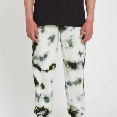 Pantalón chándal VOLCOM hombre de forro polar ICONIC STONE PLUS FLEECE - LIME TIE DYE Ref. A1242101_LTD logos pierna