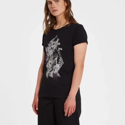 Camiseta corta VOLCOM Mujer manga corta RADICAL DAZE - BLACK Ref. B3512205_BLK negra flores