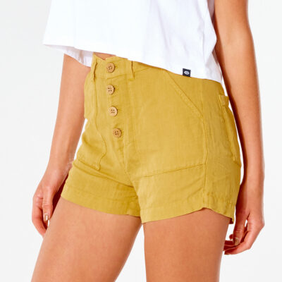Pantalón lino RIP CURL corto práctico y cómodo para Mujer Shorts Walkshort Summer Palm Gold Ref. GWANT9 mostaza