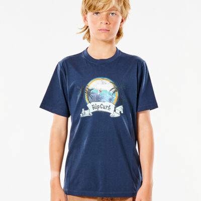 Camiseta RIP CURL Niño manga corta surfera Action Navy Ref. KTEWG9 azul logo pecho