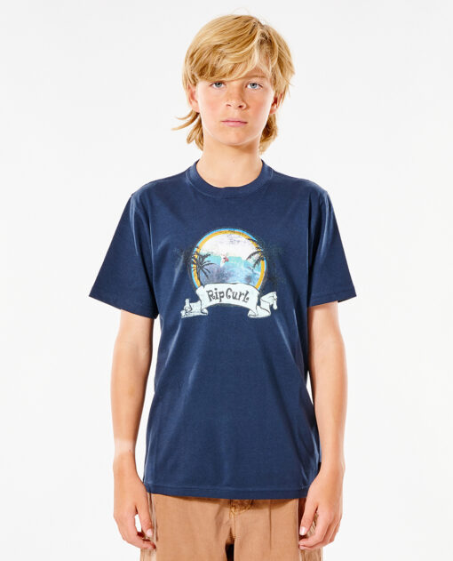 Camiseta RIP CURL Niño manga corta surfera Action Navy Ref. KTEWG9 azul logo pecho