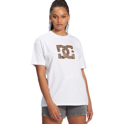 Camiseta DC Shoes manga corta para mujer DC STAR FRIEND (wbbo) Ref. ADJZT03043 blanca logo pecho leopardo