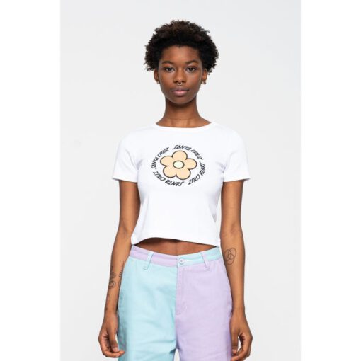 Camiseta corta SANTA CRUZ manga corta para mujer Daisy Ring Dot T-Shirt Ref. SCA-WTE-1614 Blanca flor