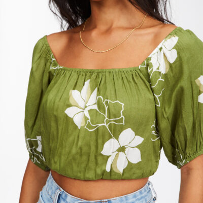 Crop top corto Mujer BILLABONG 3/4 Sun City FERN Ref. C3TP08BIP2 verde flores blancas