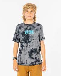 Camiseta RIP CURL Niño manga corta surfera Origin Dyed black Ref. KTEVR9 negra con degradado