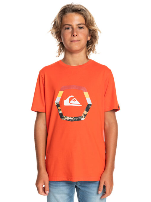 Camiseta QUIKSILVER manga corta niño surfera Uprise CHERRY TOMATO (nnj0) Ref. EQBZT04423 naranja logo pecho