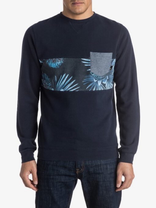 Sudadera Quiksilver cuello redondo bolsillo pecho Hombre navy byj0 Ref. EQYFT03474 azul franja flores