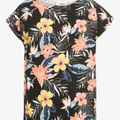 Camiseta ROXY niña manga corta African Sunset ANTHRACITE RG TROPICAL BREEZE (kvj7) Ref. ERGKT03191 negra flores