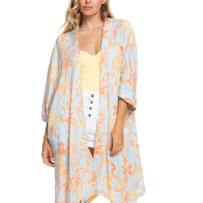 Kimono 3/4 ROXY para mujer Rebel Sun COOL BLUE ISLAND TIME (bzq9) Ref. ERJWT03524 Azul con flores