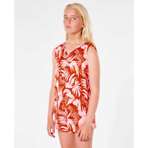 Pelele corto RIP CURL mono playa niña tirantes Sun Rays Romper Red Ref. JDRAR9 rojo/blanco flores tropical