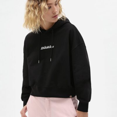 Sudadera DICKIES con capucha para mujer clásica Loretto boxy Black Ref. DK0A4XBOBLK negro logo pecho