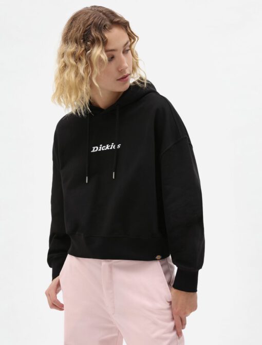 Sudadera DICKIES con capucha para mujer clásica Loretto boxy Black Ref. DK0A4XBOBLK negro logo pecho